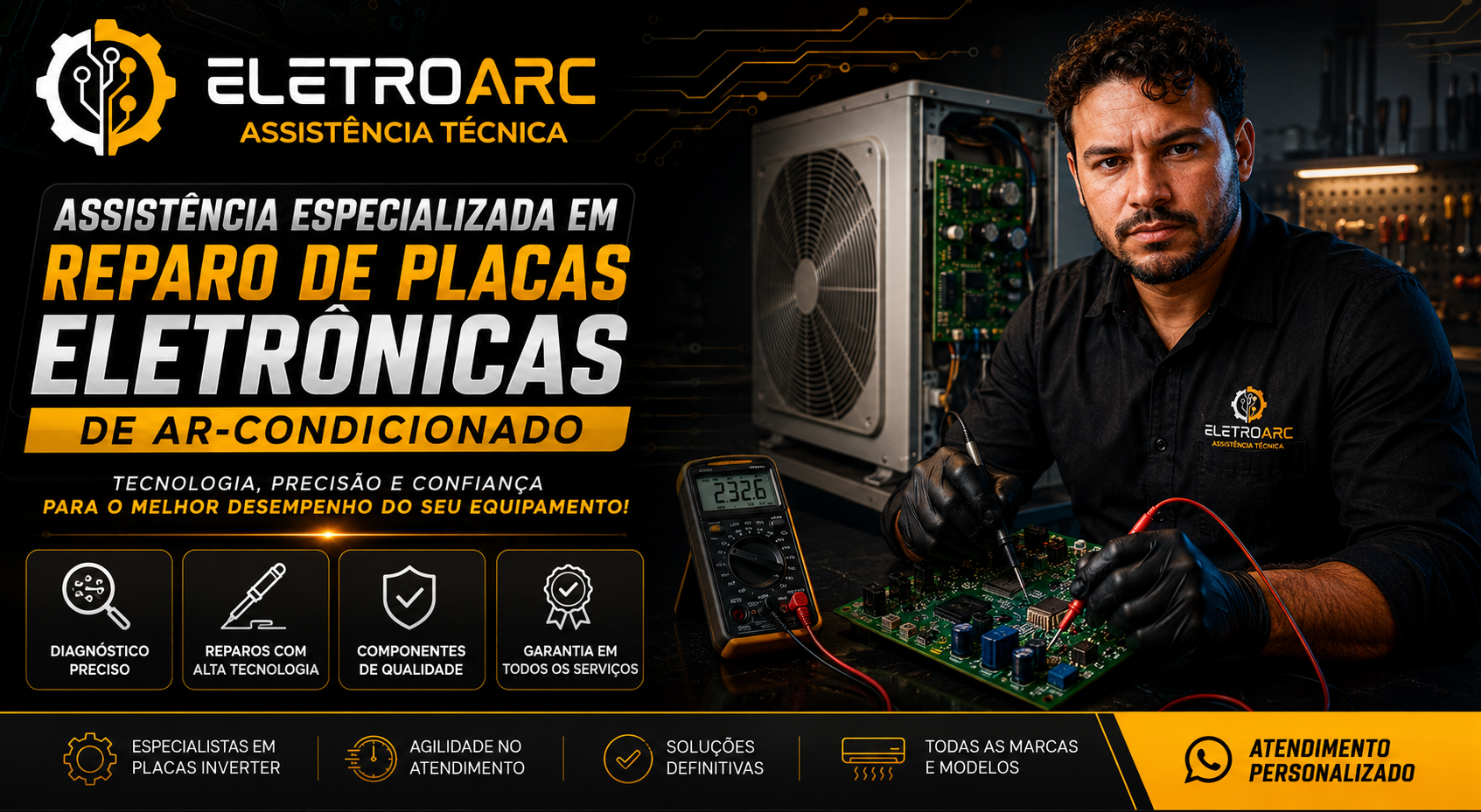 EletroARC assistência técnica especializada em reparo de placas eletrônicas de ar-condicionado